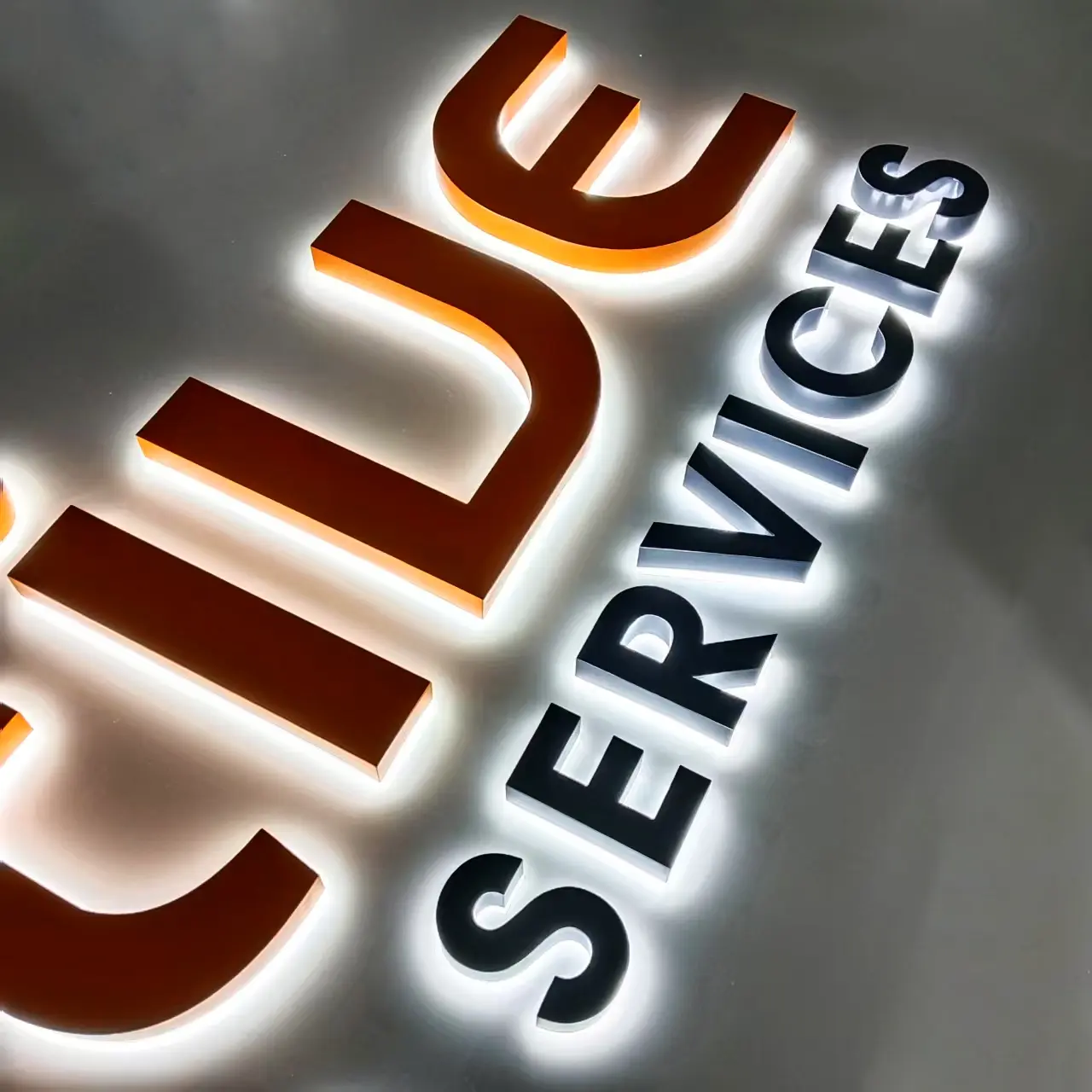 Customized Stainless steel backlit Letters signage for shop decoration