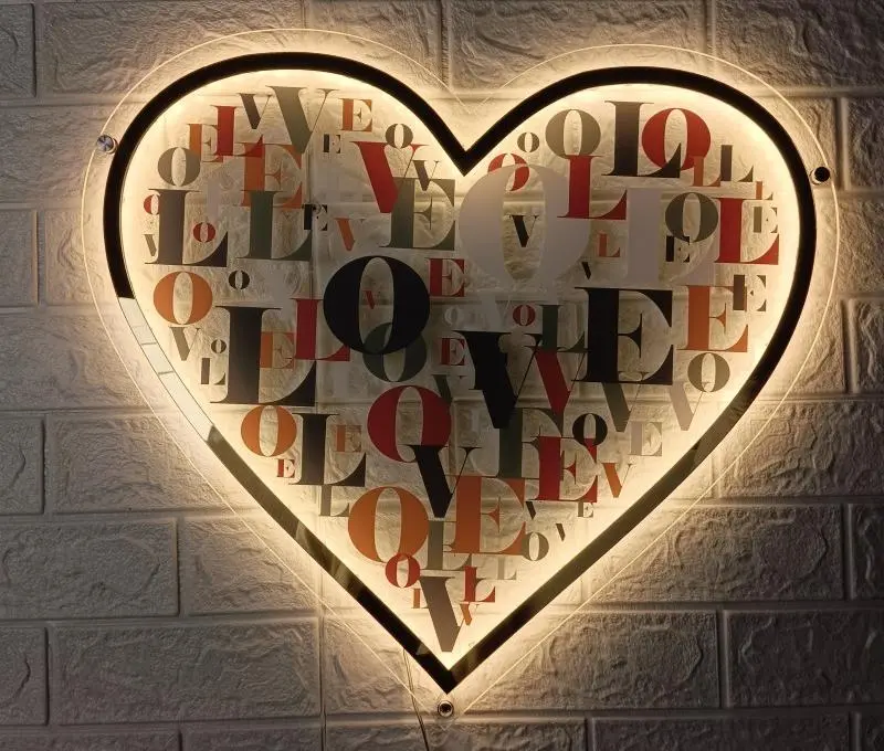 Customized LED Acrylic Gold Mirror Interior Logo Sign (4)