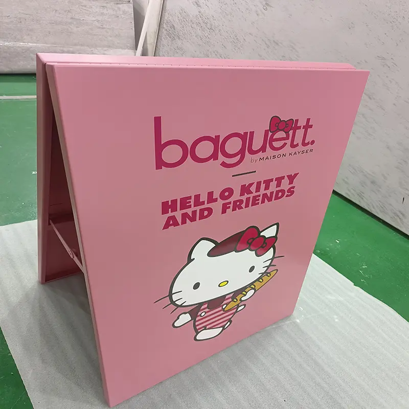 Brushed stainless steel sandwich board sign outdoor storefront display