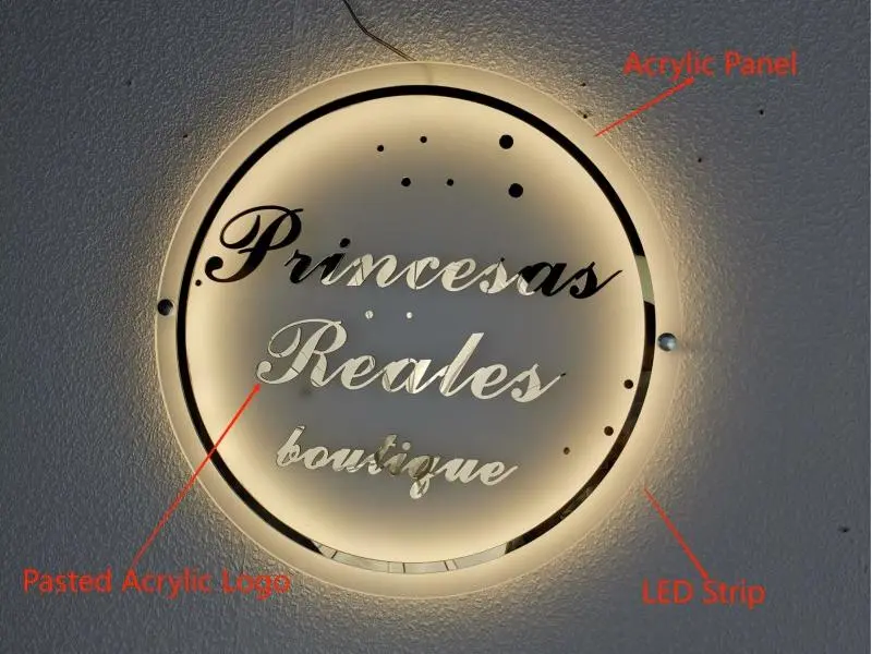 Customized LED Acrylic Gold Mirror Interior Logo Sign (1)