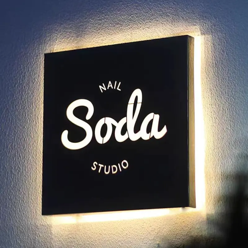 Custom Stainless Steel Wall Mounted LED Lighted Logo Signs