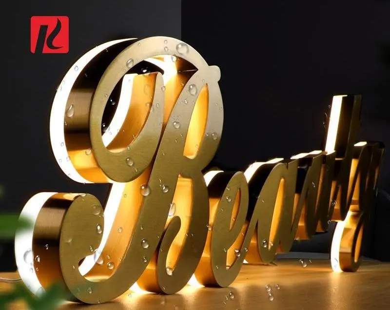 Backlit letters sign behind the craft