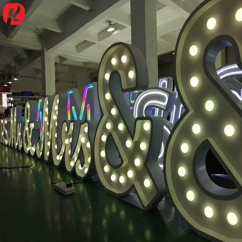 Stainless steel bubble letter marquee sign warm white indoor wedding.jpg