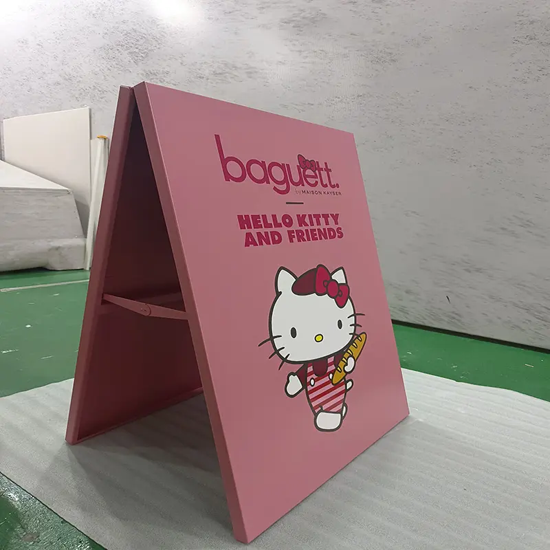 Metal A-frame pavement sign with custom printed panel café menu board